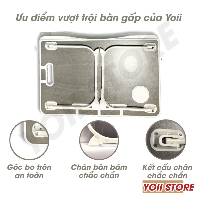 Bàn học gấp gọn thông minh chân vuông cao cấp có ngăn kéo và khe cắm ipad đa năng phù hợp với nhiều lứa tuổi Yoii Store