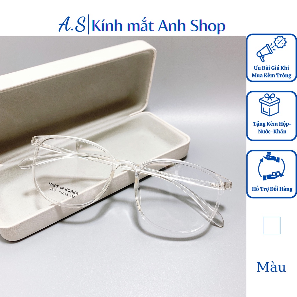 Gọng kính mắt thời trang kiểu dáng tròn bầu chất liệu nhựa dẻo 9522
