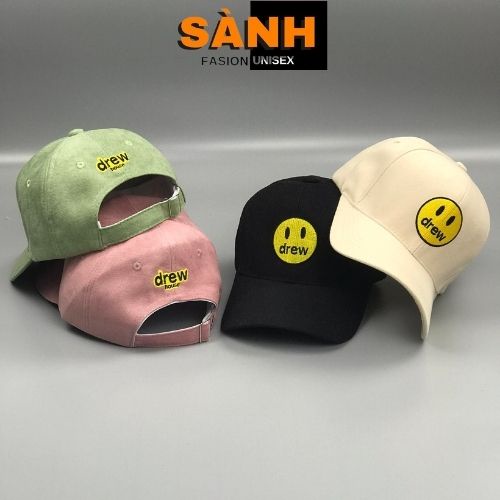Mũ lưỡi trai thêu hình mặt DREW Nón kết chất nỉ cao cấp thời trang form unisex nam nữ K27