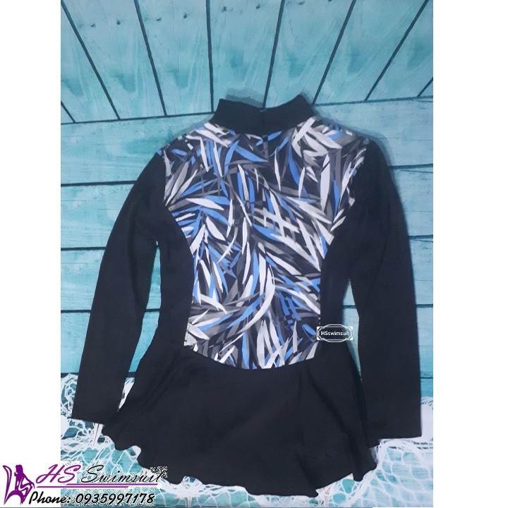 Đồ bơi nữ kín đáo một mảnh đầm dài tay lá trúc 052 | BigBuy360 - bigbuy360.vn