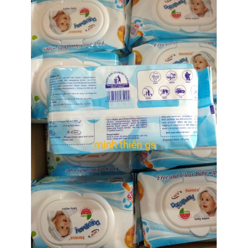 Khăn giấy ướt baby wipes SAHACO 99% pure water 125 tờ