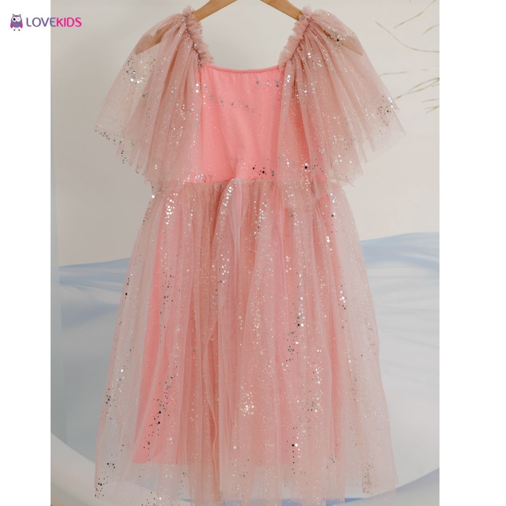 Váy công chúa cổ vuông tay bồng S22 - Lovekids