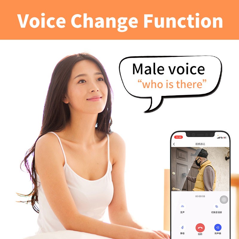 Chuông Cửa WIFI Thông Minh Hd Không Dây Có Thể Sạc Lại Chống Nước 166°Góc Rộng