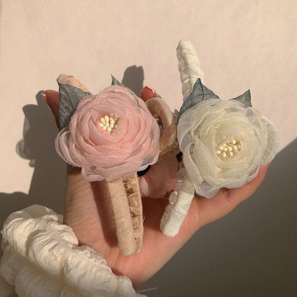 Kẹp Tóc Càng Cua Đính Hoa Trà Phong Cách Retro Cá Tính WMES15H