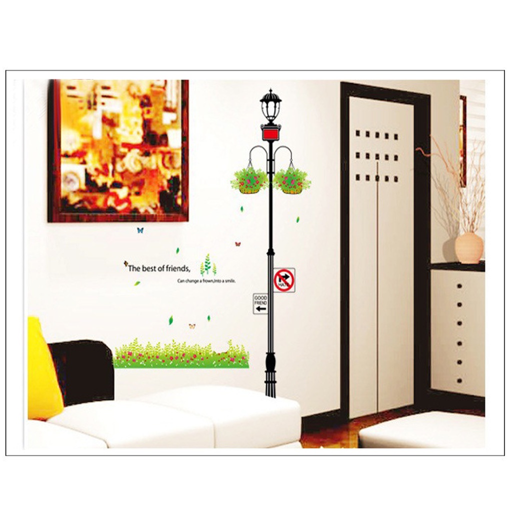 Decan dán tường đẹp, decan trang trí phòng hình đèn đường XL7041