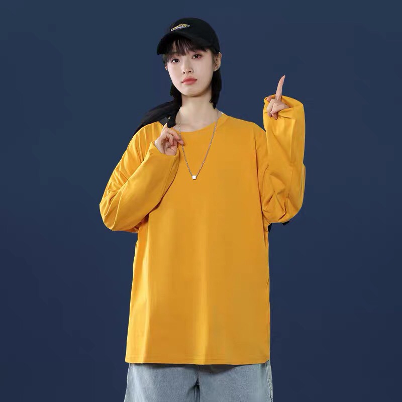 Áo thun tay dài Wind phông unisex form rộng Trơn nam nữ cotton oversize ulzzang | BigBuy360 - bigbuy360.vn