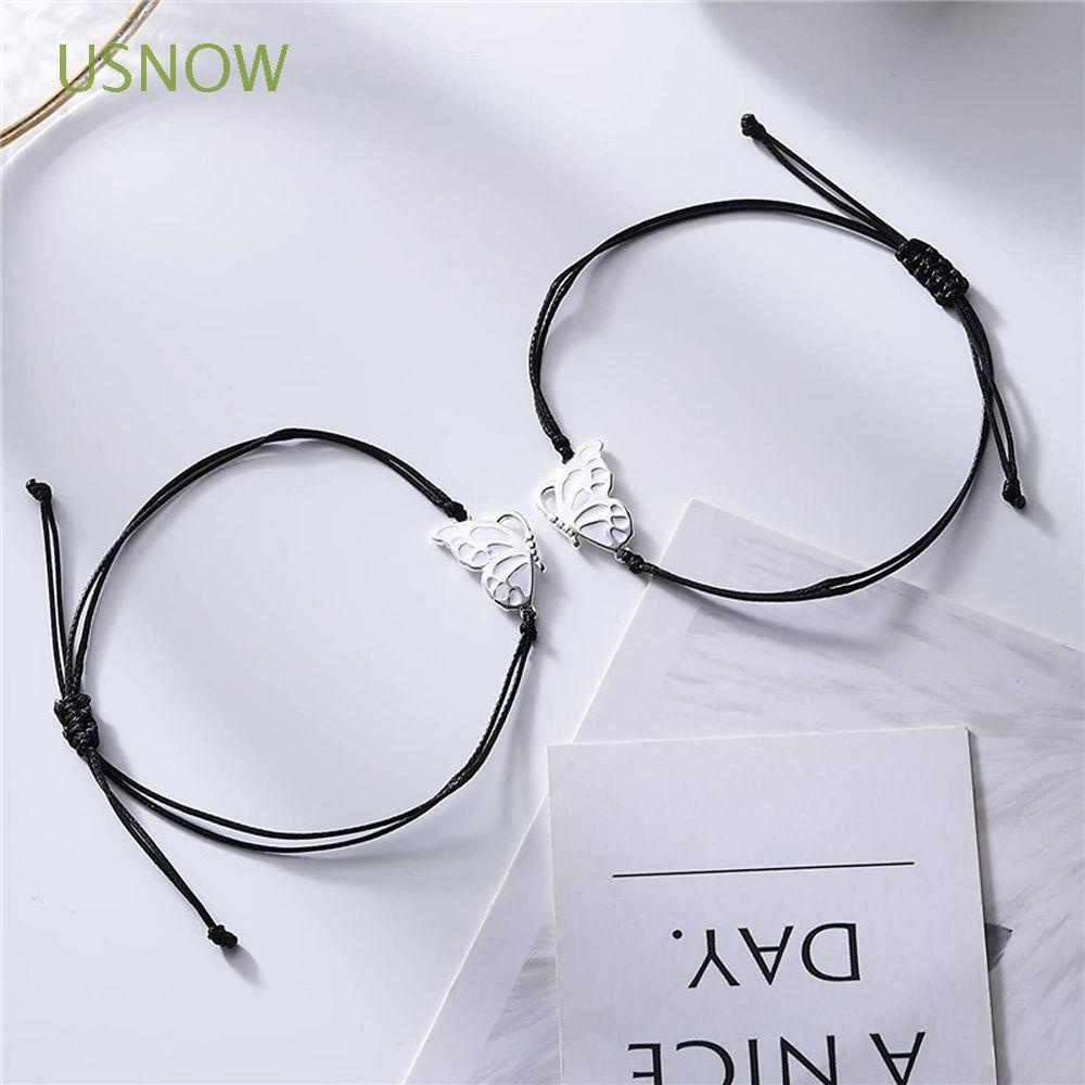 Bộ 2 Vòng Tay Vải Dệt Hình Bướm Dễ Thương Phong Cách Hàn Quốc Cổ Điển Cho Nữ