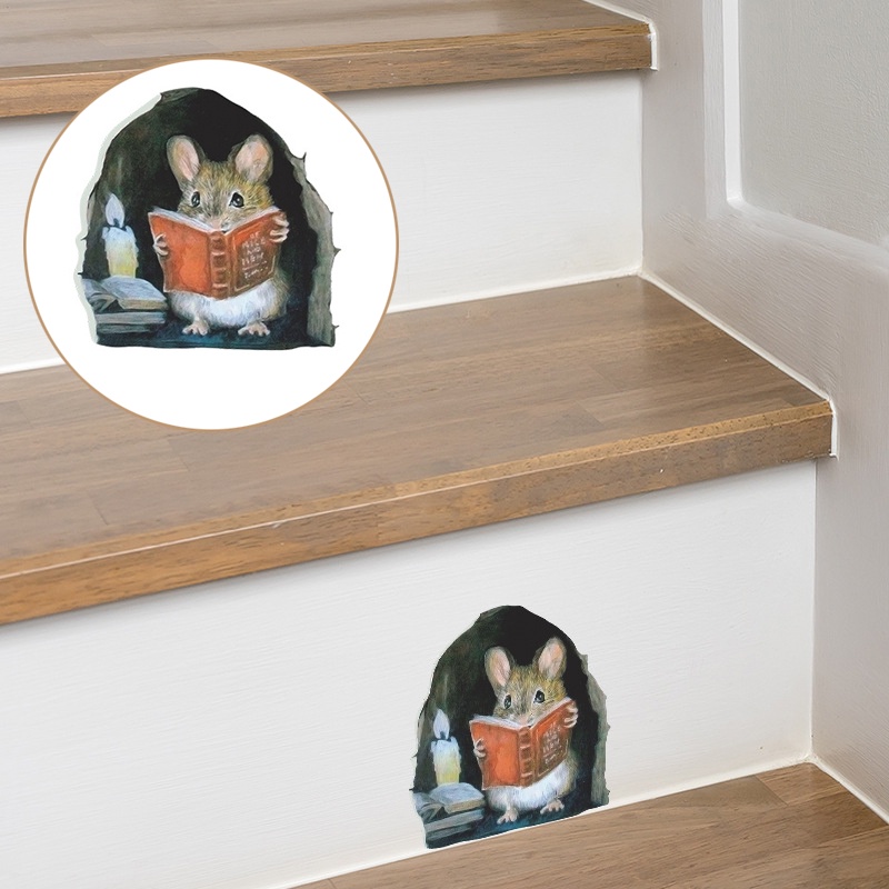 Set 3 Miếng Dán Bậc Cầu Thang Hình Chuột Sáng Tạo