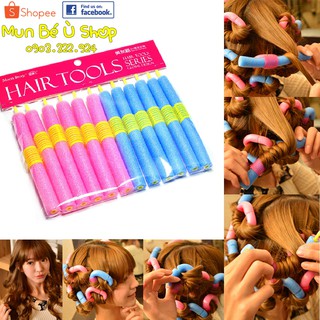 Dụng cụ uốn xoăn tóc không dùng nhiệt set 12 cây giá rẻ dạng mút xốp không gây đau cấn tóc