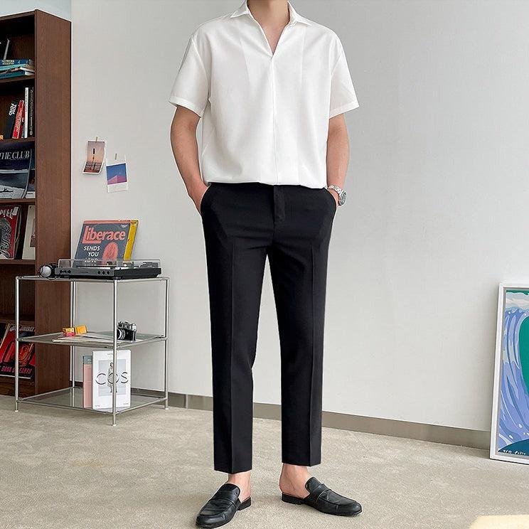 Sơ mi cộc tay không cúc Coo, sơ mi cổ V tay lỡ SM-004