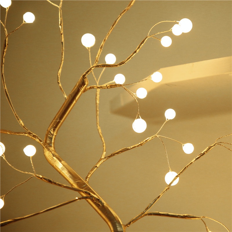 Đèn trang trí để bàn, đèn Led hình cây Vintage decor nội thất phòng ngủ dùng Pin+USB