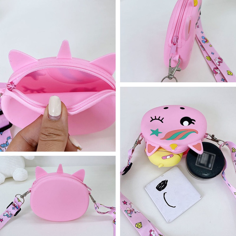 Túi đeo chéo hoạt hình kỳ lân dễ thương cho bé gái