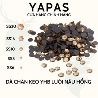 Đá đính móng chân keo YHB lưới siêu sáng màu Nâu Hồng 500 viên size 2mm - 5mm