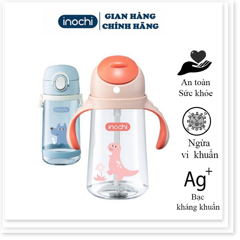 Bình nước INOCHI Cho bé chất liệu nhựa nguyên sinh kháng khuẩn Ag+ dễ cầm nắm và tiện dụng BIN670
