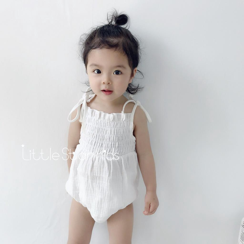Bộ Jumpsuit 2 Dây Nhún Bèo Cho Bé Gái