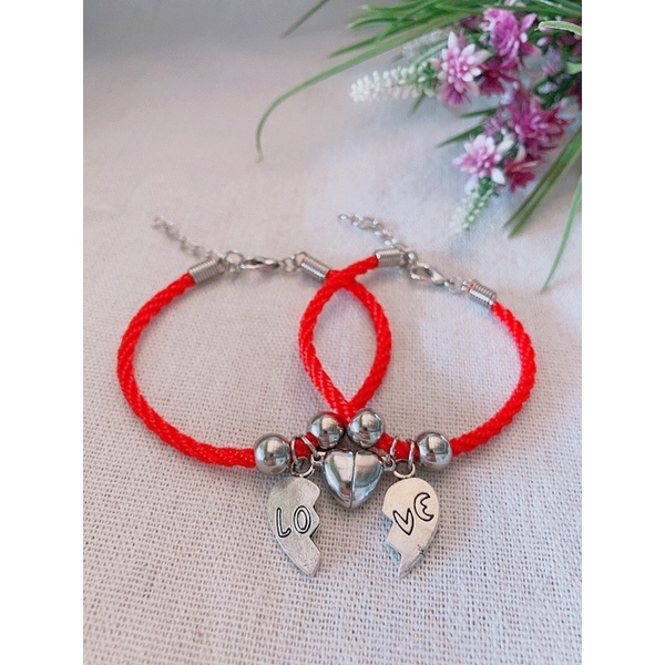 Vòng tay cặp đôi nửa mảnh tim ghép chữ Love có nam châm vòng tay tình yêu