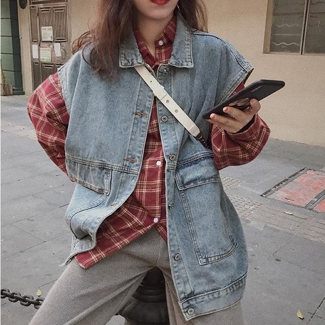 IMAODOU Áo Khoác Denim Không Tay Phong Cách Hàn Quốc 2021 | BigBuy360 - bigbuy360.vn