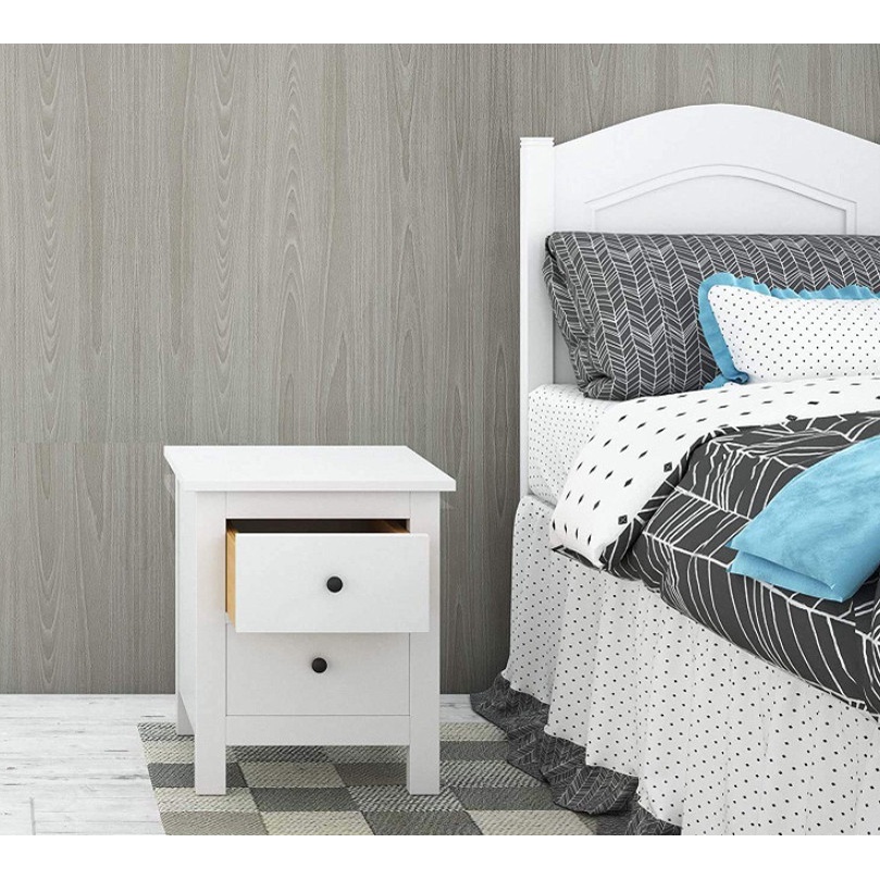 Decal giấy dán tường VÁN MỎNG XÁM TRƠN khổ 60cm keo sẵn