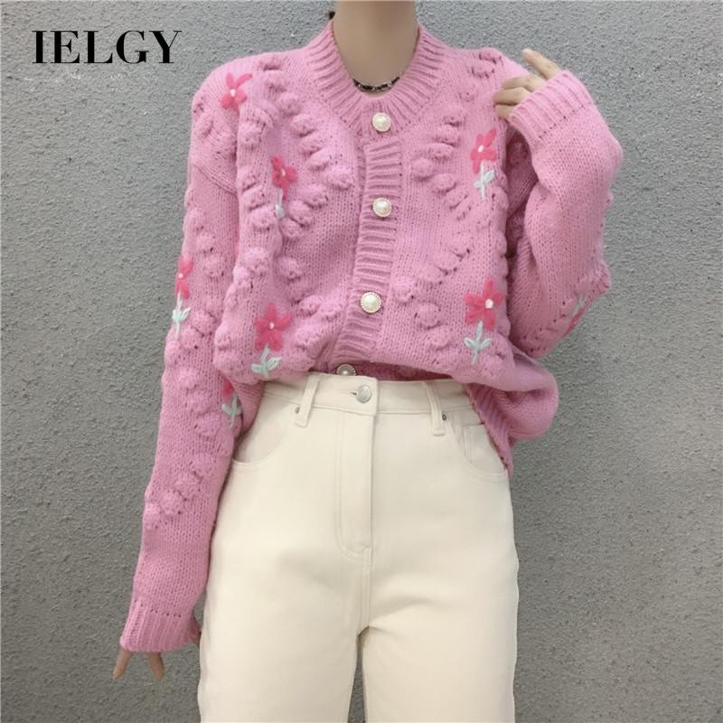 IELGY  Áo Len Ngắn Dáng Rộng Phong Cách Phương Tây Thời Trang Cho Nữ