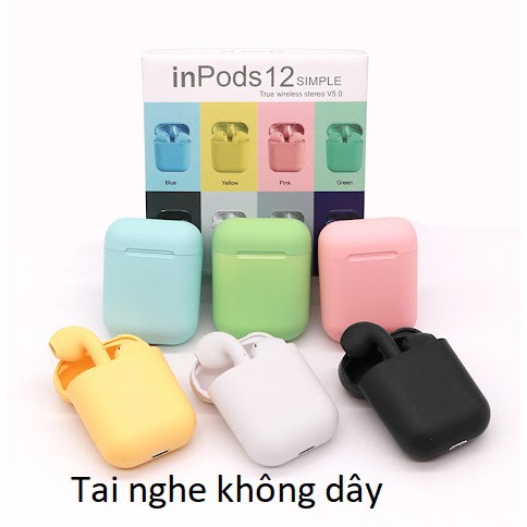 Tai nghe bluetooth không dây Inpods i12 TWS cảm ứng điều khiển,tai phone blutooth i12 cảm biến âm thanh cho Android iOS.