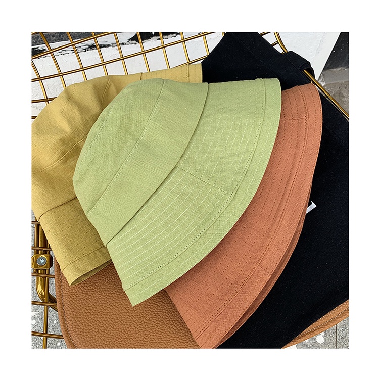 Nón Bucket Vành Rộng Bằng Cotton Lanh Mỏng Thoáng Khí Phong Cách Nhật Bản