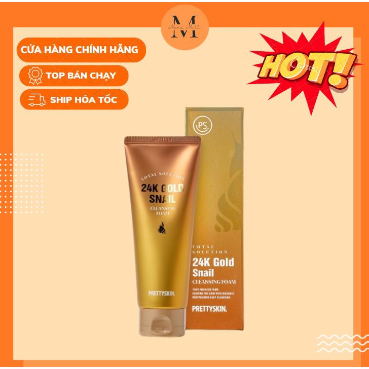 Sữa rửa mặt ốc sên vàng 24k Prettyskin, sữa rửa mặt tái tạo da 150ml