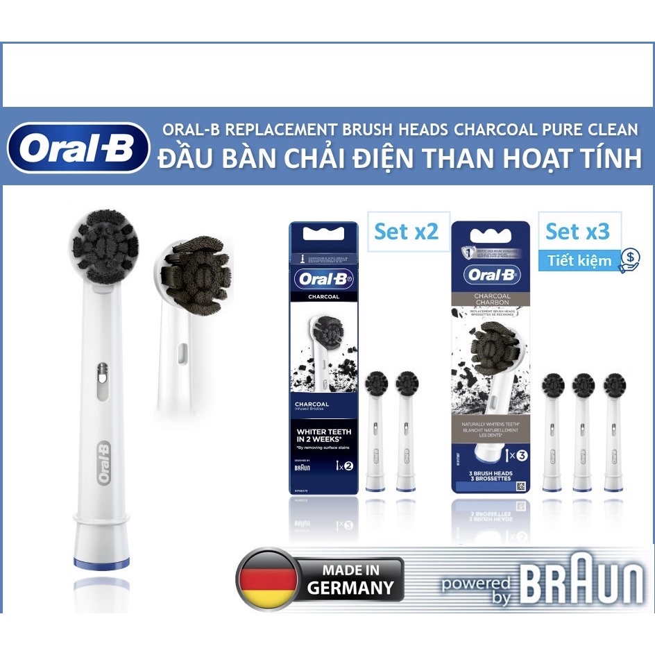 [ORAL-B] Vỉ 2 Đầu Bàn Chải Oral-B Braun - Charcoal Carbon [Chính hãng]