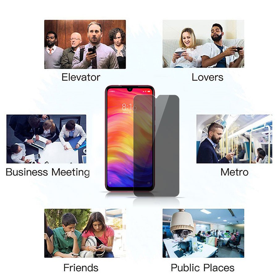 Kính Cường Lực chống nhìn trộm Xiaomi Mi 9T 10T 11T 12T 11 Lite Poco F2 X3 X4 X5 F3 F4 M3 M4 Pro Redmi Note 7 8 9 9S 10 10S 11 11S 12 12S 9A 9C 10C