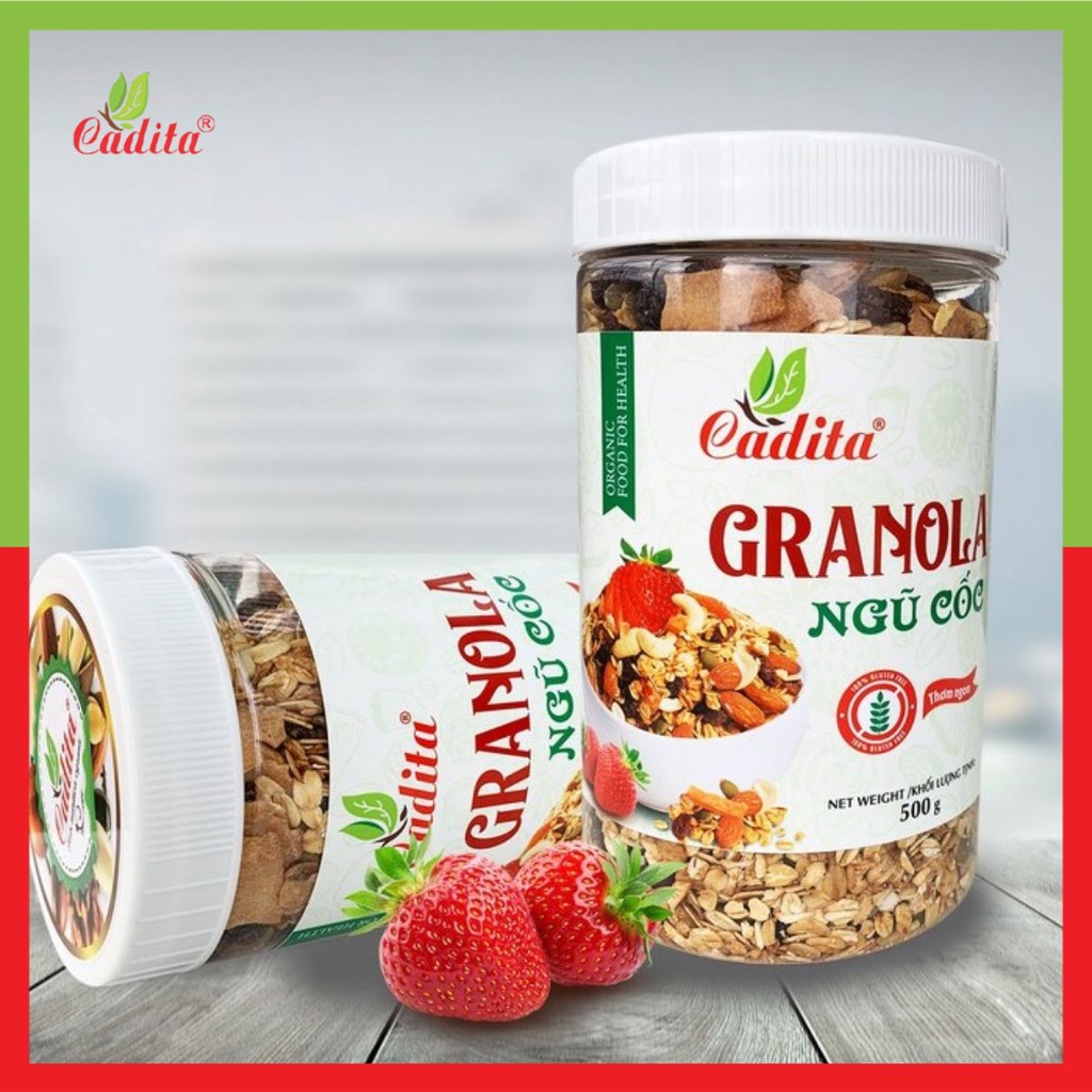 Ngũ cốc mix hạt Granola Cadita dạng hũ 500gr