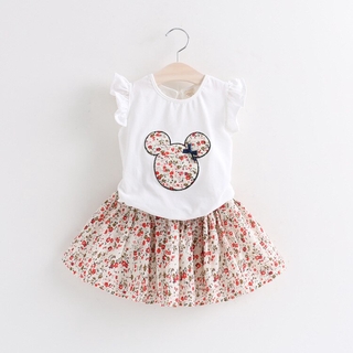 Bộ Đồ NNJXD Tay Cánh Tiên In Hình Chuột Minnie Dành Cho Bé Gái