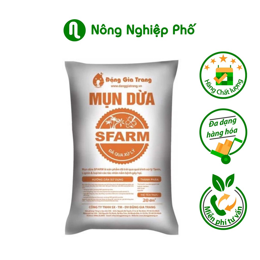 TÚI 20DM3_GIÁ THỂ MỤN DỪA ĐÃ QUA XỬ LÝ SFARM