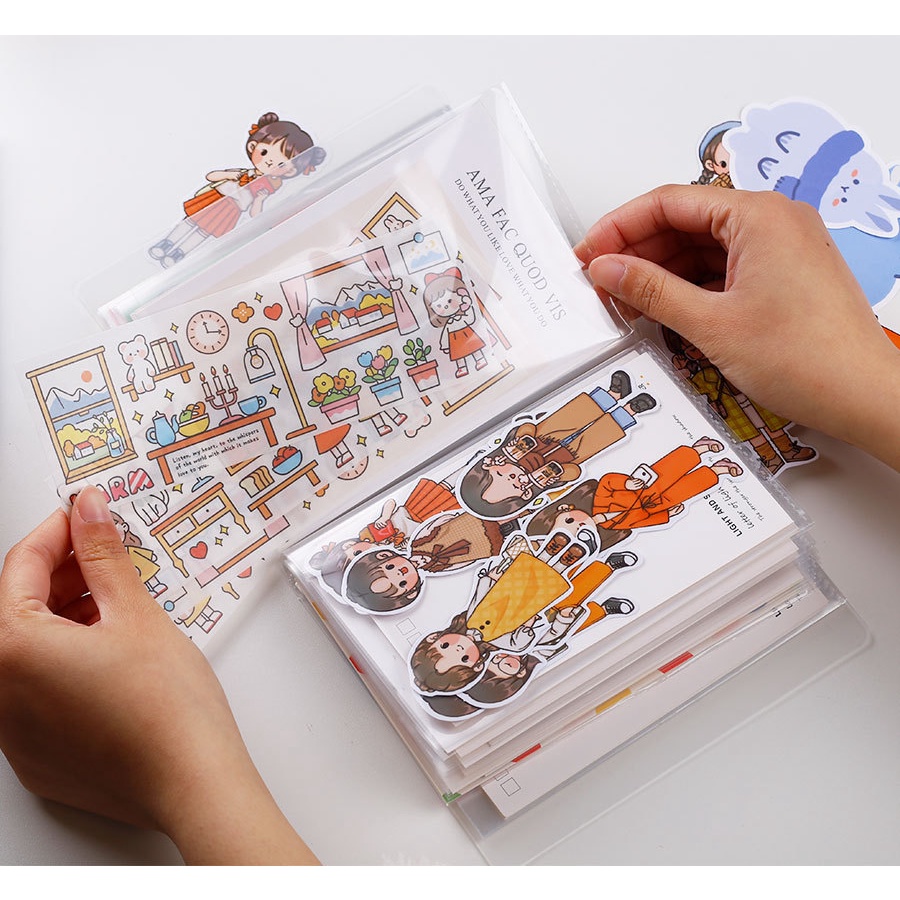 [Colorfulshop]Bìa Nhựa  File Lá A6(128x162mm) Dùng Cất Dữ Ảnh Tài Liệu Sticker 40 Lá Cuốn Album Đựng Ảnh Chống Thấm Nước