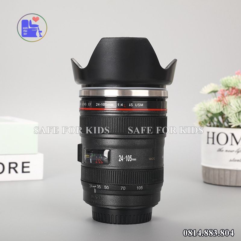 Cốc Cà Phê Tự Động Khuấy Có Nắp Hình Ống Kính Lens Máy Ảnh