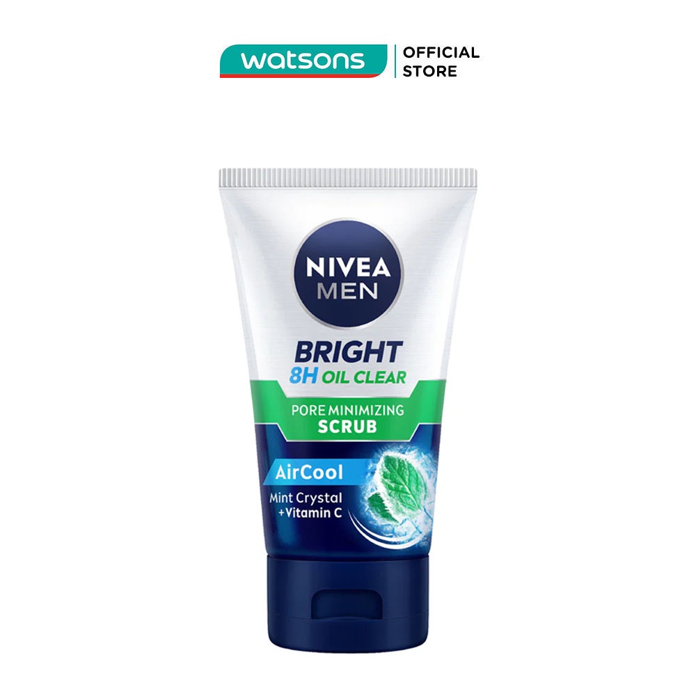 Sữa Rửa Mặt Nivea Men Sạch Nhờn Mát Lạnh Hạt Mát Xa Bright 8H Oil Clear 100g