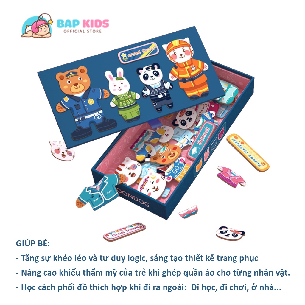 Đồ chơi cho bé Ghép Hình Trang Phục ⚡️Cực Dễ Thương⚡️ Xếp hình thay quần áo cho gia đình Gấu Bapkids