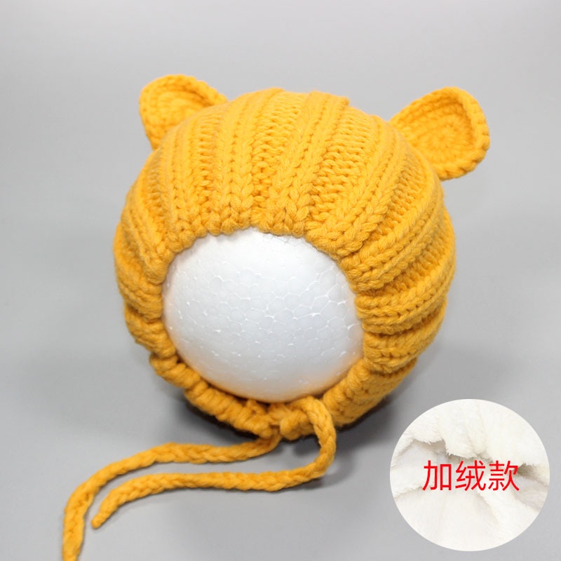 Mũ Len Tai Gấu Cho Bé Trai Bé Gái Có Dây Buộc 6-26 Tháng