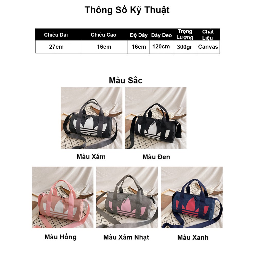 Túi trống mini nam nữ vải canvas nhỏ gọn tiện lợi thời trang thể thao tập gym du lịch cao cấp chống thấm nước Z-904