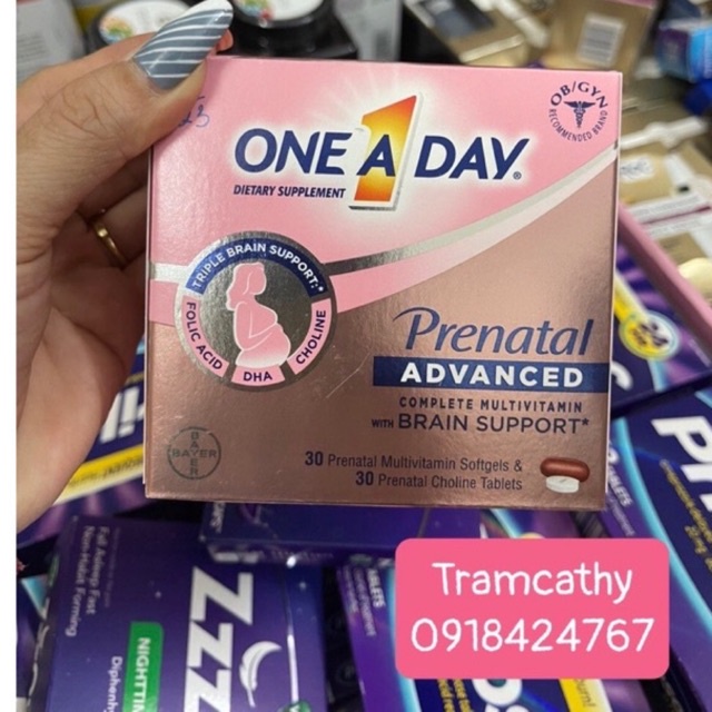 Viên bổ cho bà bầu One A Day Prenatal Advanced Multivitamin + Choline