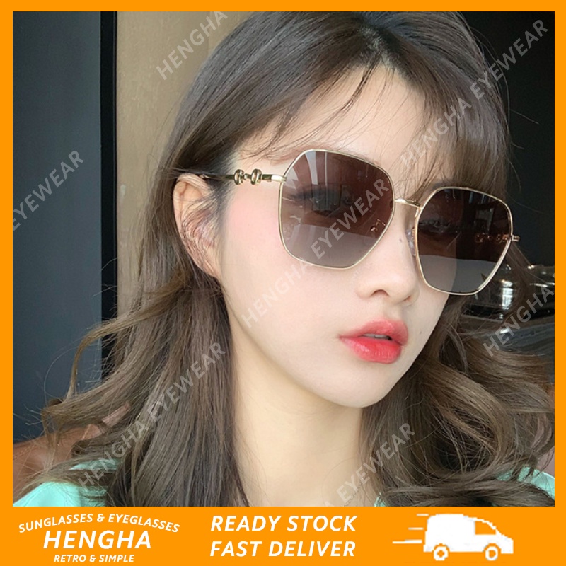 Kính Mát Gọng Kim Loại Tròng Màu Gradient Chống Tia UV400 Thời Trang Cá Tính Cho Nữ