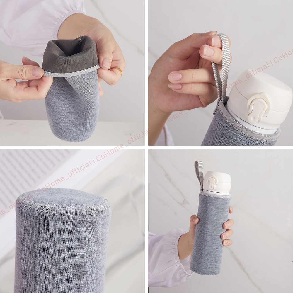 Túi đựng bình giữ nhiệt 550ml chống va đập, túi bình nước có vải dày cách nhiệt kèm tay xách