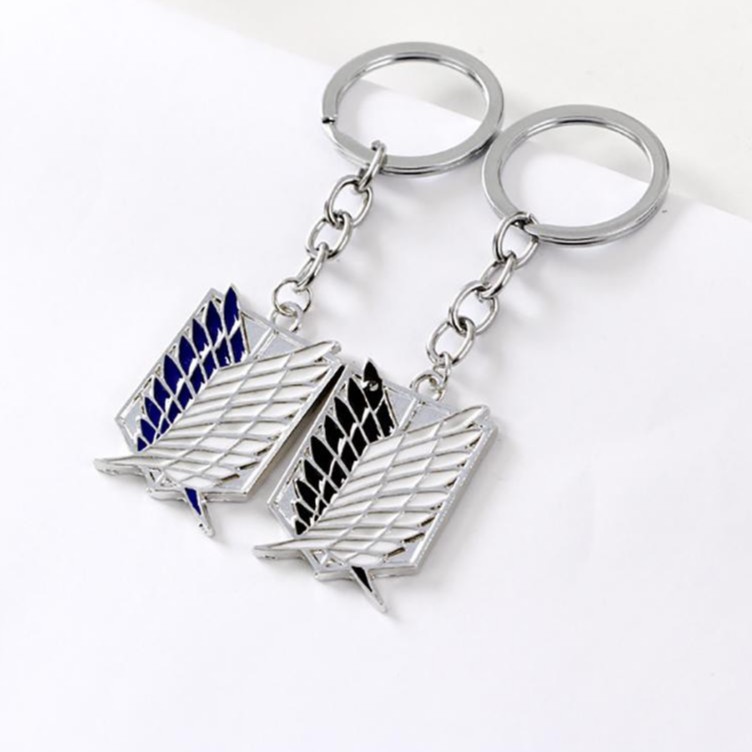 Móc khóa mặt kim loại logo Attack On Titan Đại Chiến Titan anime chibi dễ thương xinh xắn quà tặng độc đáo