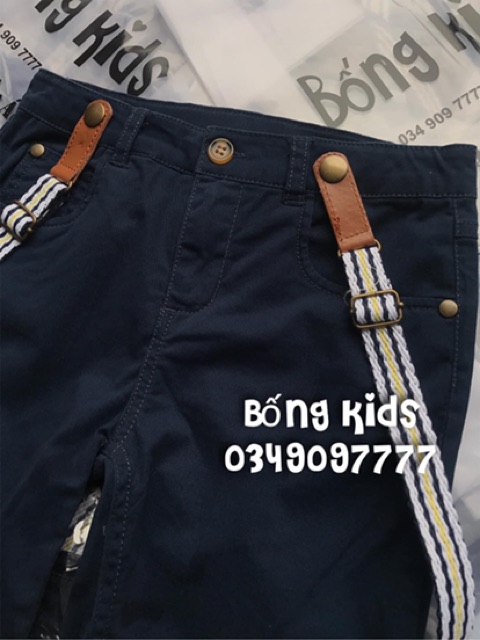 Quần Short Bé Trai Kèm Đai Treo Navy