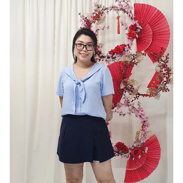 Bigsize công sở - Áo Cổ Thủy Thủ Xanh