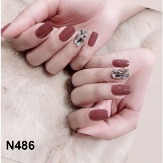 Bộ 24 móng tay giả đính đá dài đẹp thiết kế cao cấp N486