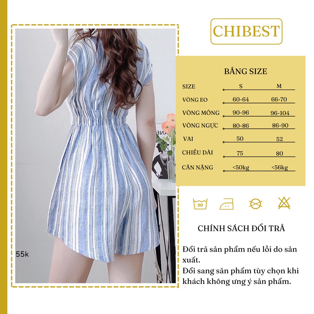 Jum nữ Jumsuit short nút trắng dáng xoè tôn eo chất linen cao cấp sang trọng CHIBEST HJB21