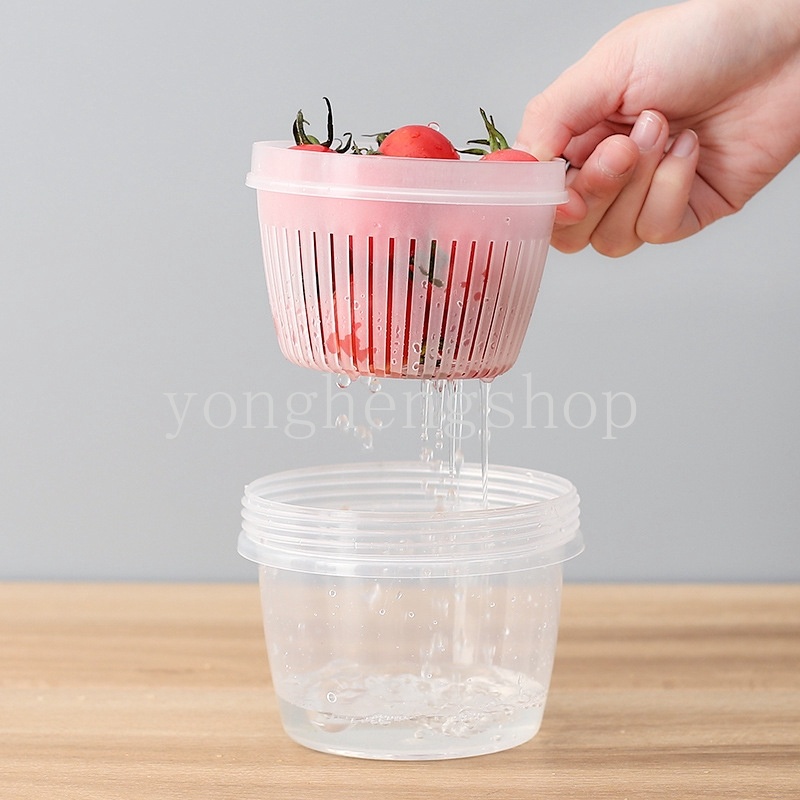 Hộp Nhựa Tròn Trong Suốt Có Nắp Đựng Hành Tỏi Bảo Quản Tủ Lạnh