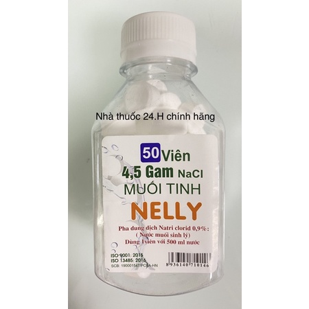 Muối viên tinh khiết NELLY - Hộp 50 viên muối sinh lý An phú, tự pha dùng súc miệng, rửa mũi, vết thương, sát khuẩn