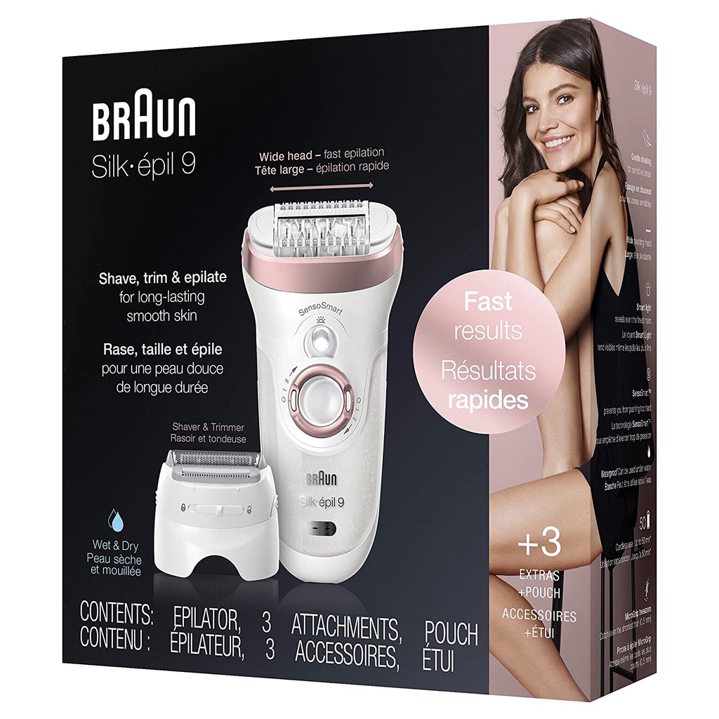 MÁY NHỔ KÈM CẠO LÔNG BRAUN SILK-ÉPIL 9 - 9720 ,BẢO HÀNH 12 THÁNG