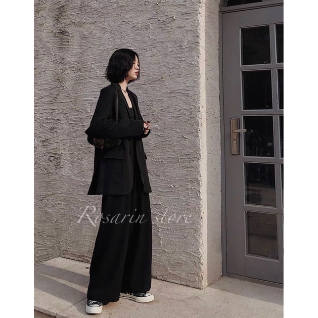 Áo Blazer Nữ 1 lớp dáng dài phong cách Hàn Quốc với 4 tone  màu đen, đỏ đô, be, nâu đậm.