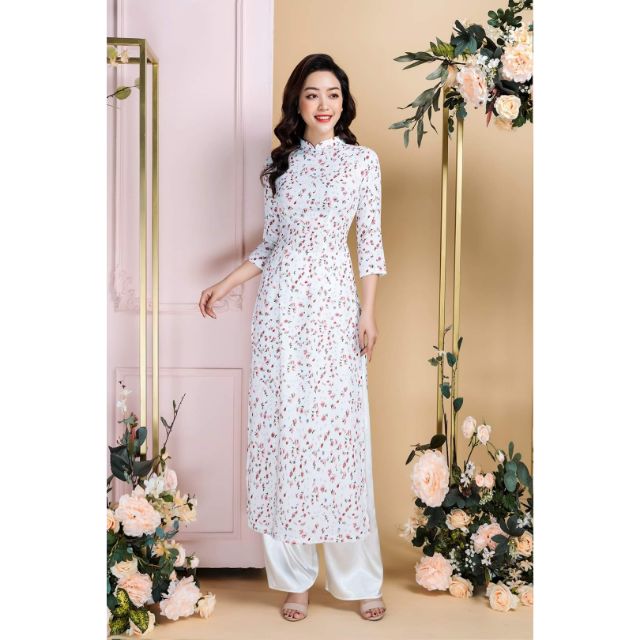 Áo dài hoa nhí 4 tà NHIỀU MÀU xinh